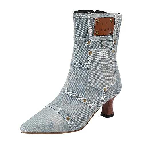 Yunyahe Winter Shoes Women's Boots Side Chunky Plus Women's Ankle Size Leather Boots High-Heeled Zipper Fashion Women's Boots with Heel