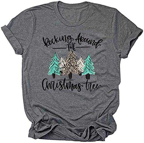 Christmas Shirts for Women Funny Print Womens Christmas Tshirts Clothes Tops