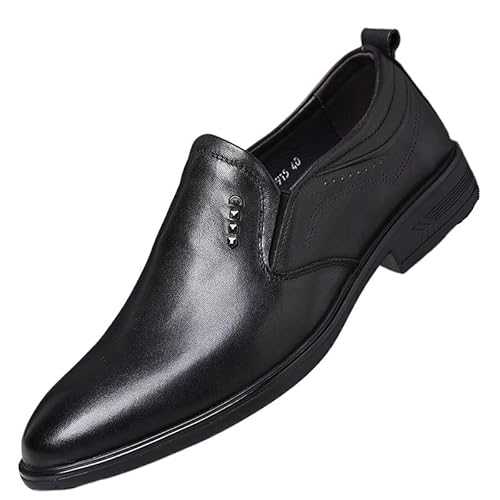 Mens Comfortable Leather Slip on Loafer Cap Toe Leather Oxford Formal Business Casual Dress Shoes for Men