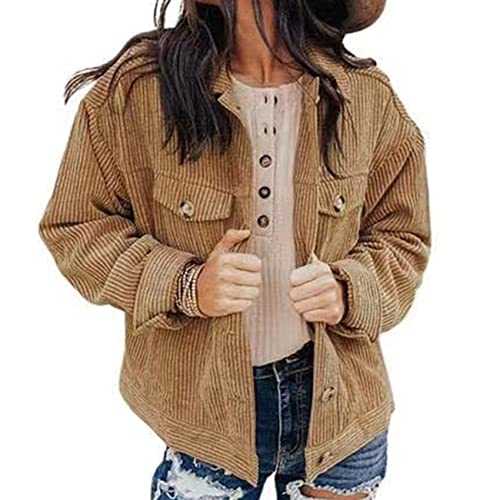 NLAVW Women's Short Corduroy Jacket Corduroy Vintage Short Jacket Long Sleeves Outwear Winter Spring Autumn Top Outwear Fashion Long