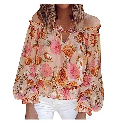 AMhomely Summer Tops for Women Sale,Ladies Graphic Tops Shoulder Collar Flowy Tunic 3/4 Short Sleeve Loose Blouse Plus Size UK