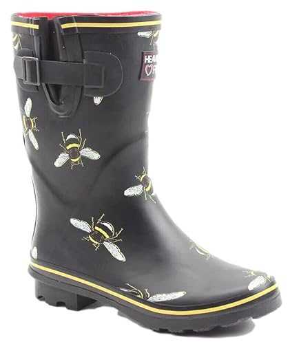 Heavenly Feet Wellies Wellington Boots Rain Waterproof Bee Dragonfly Print Winter Outdoor Puddle Shoes Marvel