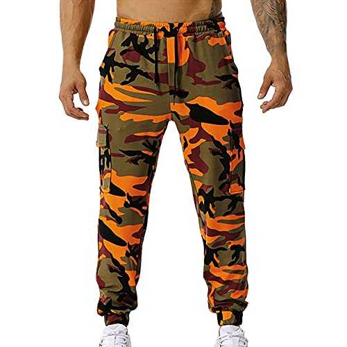 Printed Tracksuit Bottoms Men | Fancy Camo Wide Leg Trousers | Training Trousers | Jogging Sweatpants Elasticated Waist | Casual Pants | Outdoor Pants with Draw Cord | Camping Hiking Fishing