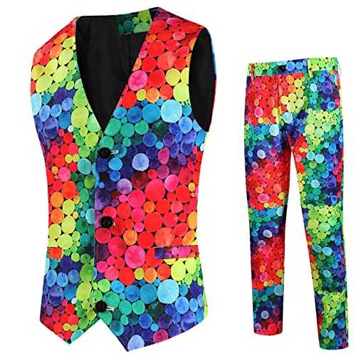 Men Suits Valentines Day Printing Fashion Casual Party Valentines Day Printing Dress Up Suit Vest Pants 2 Piece Suit Full Body Rain Suit for Men for Work