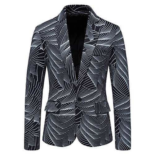 HULKAY Men's Paisley Floral Print Blazer Slim Fit One Button Suit Jacket Long Sleeve Business Jacket for Wedding Party Prom