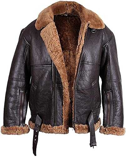 Men's Vintage WW2 B3 RAF Bomber Aviator Real Sheepskin Leather Jacket | Men's Flying Aviator Winter Jacket