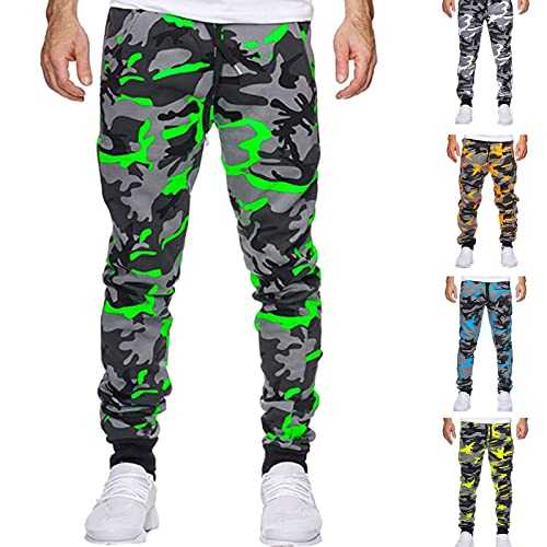 Men's Tracksuit Bottoms Long Summer Thin Casual Trousers with Drawstring Elastic Waistband Camouflage Jogging Bottoms Plus Size Men Hiking Trousers Outdoor Work Trousers Casual Sweatpants Hip Hop