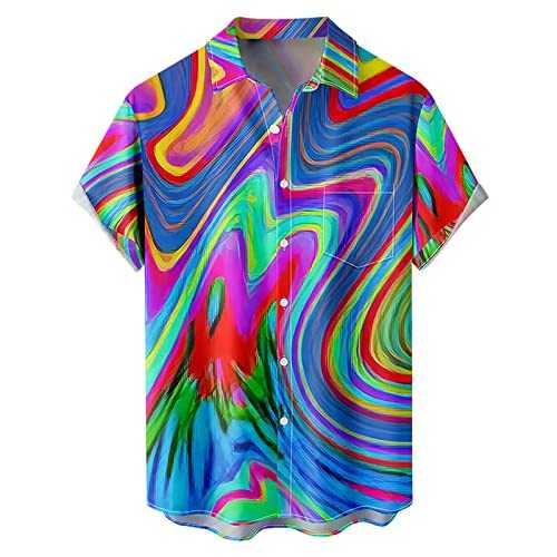 NQyIOS Tropical Shirts for Men Short Sleeve Button Down Aloha Tropical Beach Shirts for Men Funny Tropical Floral Casual Beach Shirts Gift Casual Hawaiian Print Shirt Athletic T Shirt Gym Tops