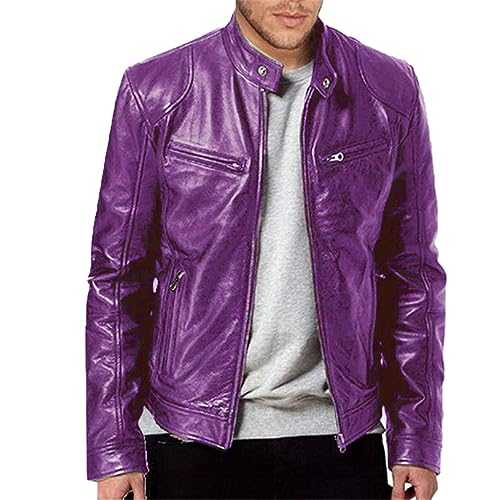 Leather Jacket Men's Black Leather Jacket PU Biker Leather Coats Solid Business Military Leather Jacket Warm Coat Wind Jacket with Pocket for Outdoor Sports Vintage