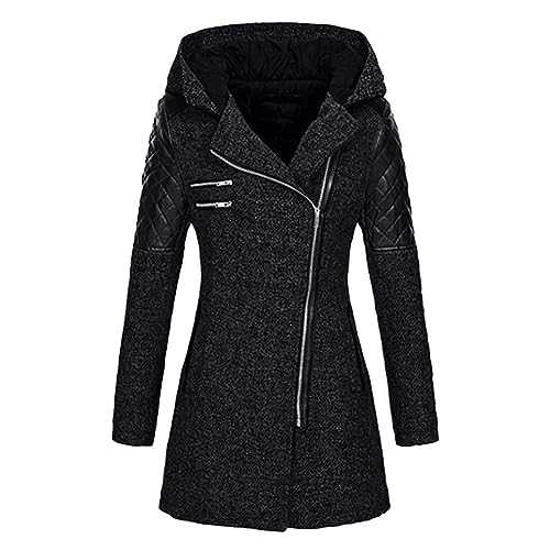 Zeiayuas Hoodies for Women UK Warm Winter Coats Casual Zip Up Long Tunic Sweatshirt Hooded Windproof Jackets Loose Cardigan Coat Oversized Outerwear Fall Outfits with Pockets Plus Size