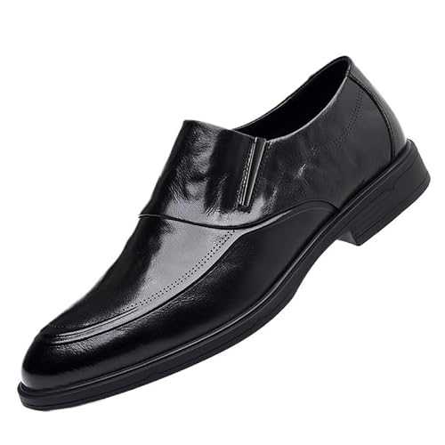 Gentleman Classic Dress Genuine Leather Shoes Height Increase Oxford Shoes Comfy Slip On Men Casual Shoes Low Top Walking Loafers