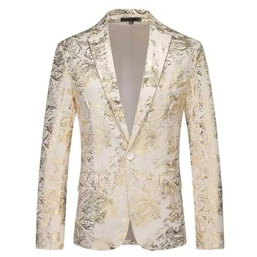 Men's Suit Slim One Button Suit Jacket Low Profile Dark Print Suit Jacket for Stage Performance Dinner Wedding, Host Performance Clothes, Party Dress Jacket