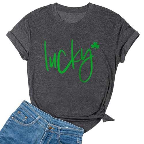 Yimoya Womens Feelin Willie Lucky T-Shirt Casual Shamrock St Patrick's Day Shirt Irish Tees