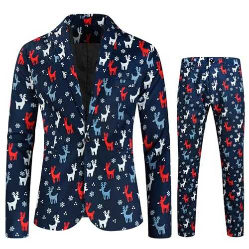 Men's Sweatshirts Christmas Snow Printed Lapel Casual Tracksuit Top and Bottom Set Two-Piece Suit Athletic Drawstring Hooded Jogging Suit Set for Men
