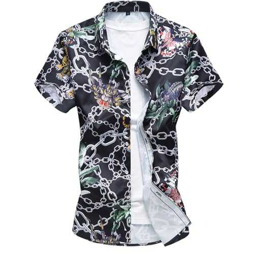 BERCIELY Men Beach Shirt Print Pattern Design Hawaii Men Shirt Summer Outdoor Travel Vintage Men Casual Shirt Retro Loose Comfortable Men Flax Shirt