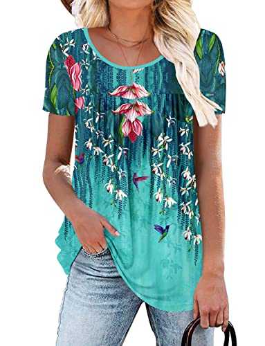 CHICZONE Ladies Tunic Tops Casual Henley Women's Ruffle Blouse Floral Printed T-Shirt