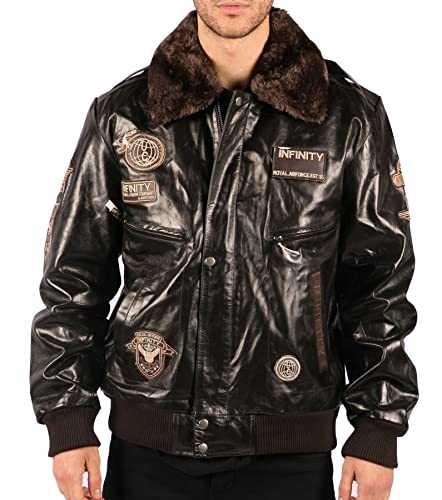 TruClothing Men's Bomber Jacket Outwear Windproof Winter Air Force Aviator Real Leather Jackets Coat