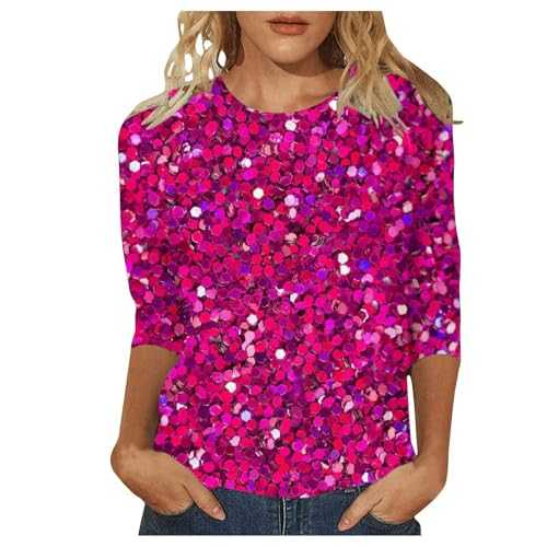 Sequin Tops Evening Tops Ladies Going Out Tops Glitter Tops Tunic Sparkle 3/4 Sleeve Evening Tops Night Club Party Performance Costume