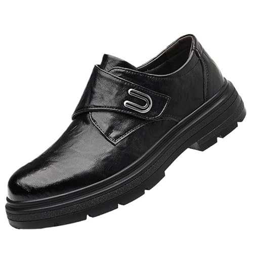 Dress Oxford for Men Slip On Genuine Leather Italian Loafer for Men Black Formal Oxford Men Casual Shoes Heel Non Slip Anti-Slip Low Top Rubber Sole Working