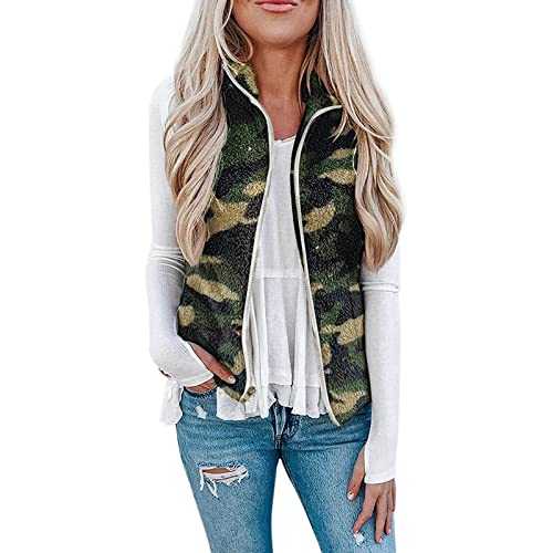 Cocila Woman's Coats for Winter Casual Coat For Womens Fuzzy Fleece Jacket Lightweight Vest Cozy Sleeveless Cardigan Zipper Outerwear With Pocket Sleeveless Jacket Women with Hood