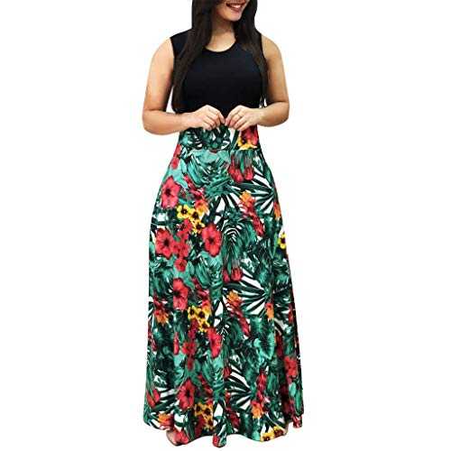 AMDOLE Women's Summer Dresses Floral Sleeveless Women Dress Sundress Printed Maxi Dress Casual Summer Women's Dress Dresses for Women
