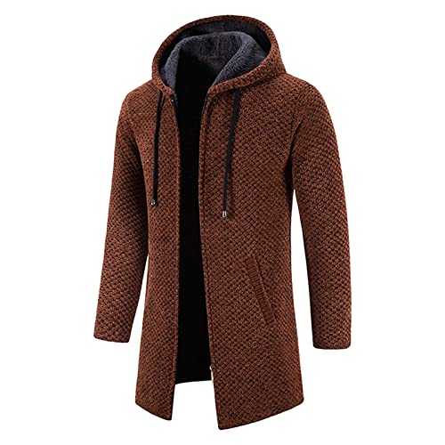 HZMM Winter Men Hoodies Sweatshirt Full Zipper Jacket Long Sleeve Cardigan Trench Fashion Plain Outwear Windbreaker with Pockets Men's Lightweight Jackets Long Hoodies Top