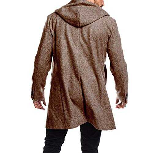 Seidarise men's Wool Coat, Peacoat hooded long jacket double breasted overcoat