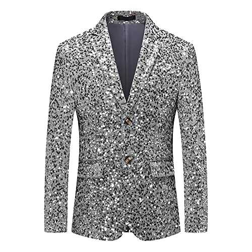 Men's Suits Slim Fit Casual Suit Solid Color Sequin Business Gentleman Lapel Suit Two Button Jackets Dinner Blazer for Formal and Leisure Occasions