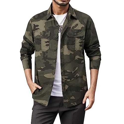 Men's Camouflage Bomber Jacket Transition Jacket Summer Jacket Spring Jacket Cargo Military Jacket for Men Outdoor Jacket Transition Denim Biker Jacket Transition Multi Pockets Army Jacket Field