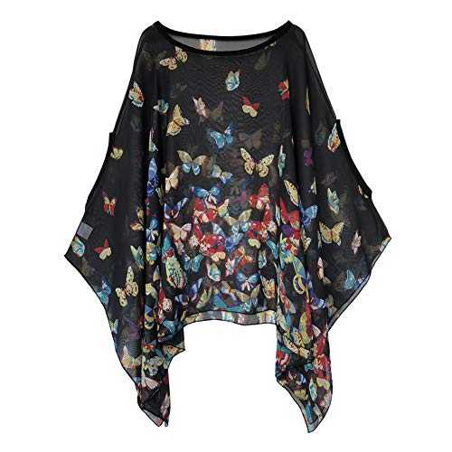 Max Hsuan Womens Ladies Baggy Oversize Plus Size Batwing Tunic Top Blouse Floral Chiffon Kaftan