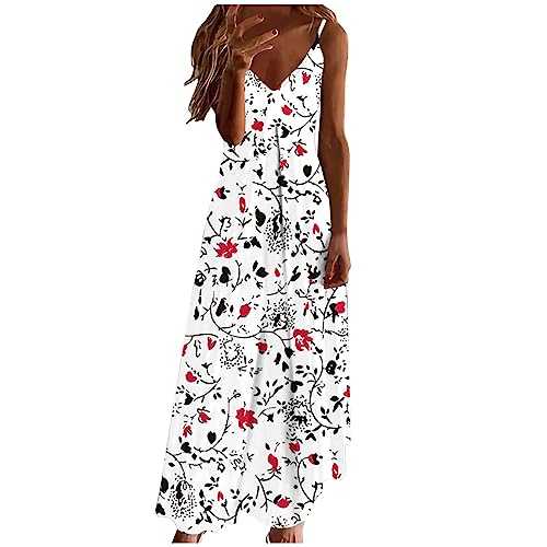 Maxi Dresses for Women UK Clearance Spring Summer Cotton Linen Long Dresses Boho Casual Beach Flowy Tshirt Sundress Loose Sleeveless Tank Dress Oversized Hawaiian Beach Dress Outfits Dresses