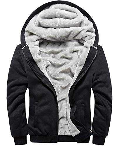 UMBNESS Men's Pullover Thermal Sherpa Lined Jumper Jackets Winter Workout Fleece Hoodie Full Zip Wool Warm Thick Coats Outerwear