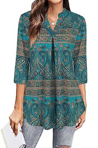 BEPEI Womens Tops Dressy Casual 3/4 Sleeve Blouses V Neck Business Work Shirts