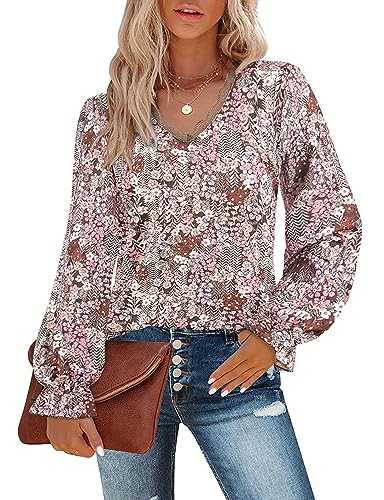 Flikity Lace V Neck Puff Long Sleeve Tops for Women S-XXL Eyelet Blouses and Shirts Dressy Casual Outfits Work Clothes