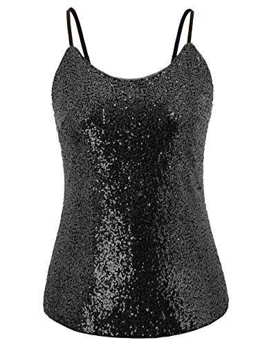 Hanna Nikole Women's Plus Size Sequin Tops Glitter Shimmer Sparkle Sleeveless Cami Tank