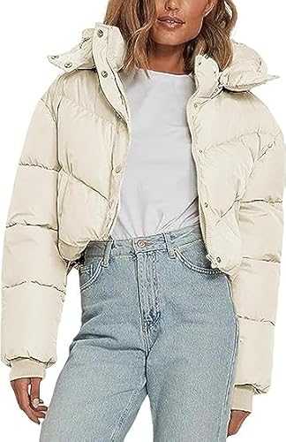 VAOYIU Women's Cropped Puffer Jacket Winter Removable Hood Zip UP Quilted Down Coats with Pockets