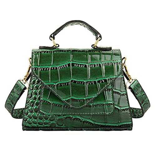 Mini Purse Cute Evening Bag for Women Girls, Small Crocodile Pattern Handbag with Chain, PU Leather Trendy Clutch Shoulder Bag (Green), Green