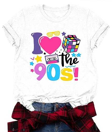 SUWATOIN 90s T Shirt Women I Love The 90s Tshirt Retro 90s Festival Costume T-Shirt Outfit Short Sleeve Tops