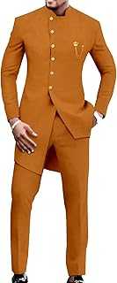 African Suit for Men Single Breasted Slim Fit Jackets and Trousers 2 Piece Set Business Suit Wedding Evening