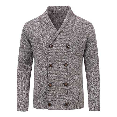 Mens Knitted Cardigan Thick Sweater Double Row Buttons Closure Jumper Autumn Winter Overcoat