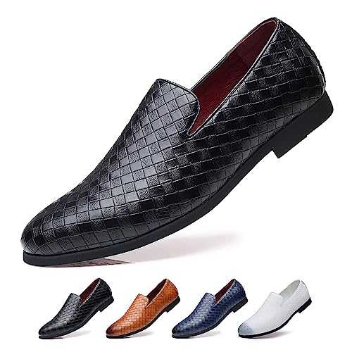 Men's Vegan Leather Smoking Loafers Slip-on Flat Casual Lightweight Driving Walking Shoes Business Dress Oxford Shoes
