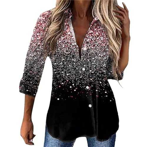 Cocila Tunic Tops for Women UK Women Ladies Large Size Button Lace Turn Down Collar Long Sleeve Shirt Blous Active Shirts Women Short Sleeve