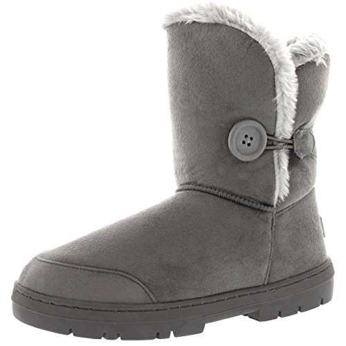 Polar Womens Single Button Faux Fur Waterproof Rain Winter Snow Boots - Warm & Comfortable For Outdoor Walking