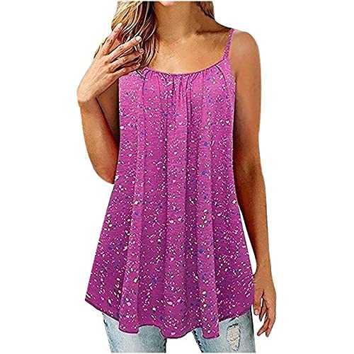 Women's Blouses & Shirts Sale Clearance,Ladies Puls-Size O-Neck Button Sleeveless Vest Solid Short T-Shirt Sling Tops Loose Tunic Tops for Women UK