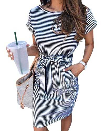Women's Tie Waist Midi Dress T-Shirt