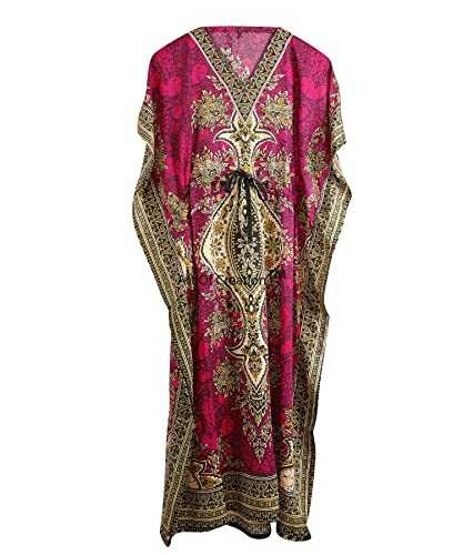 Art Of Creation Women's Casual 100% Polyester Kaftan Dress, Maxi Kaftan Dress, Beachwear Cover Up (Free Size with Adjustable Back Strap)