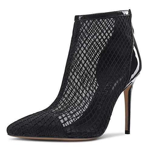 Castamere Womens Summer Breathable Mesh Sandals Zippers Ankle Boots Pointed Toe Stilettos Booties 3.9IN Heel