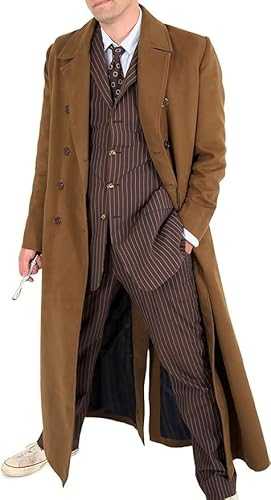 A&M Express Men's Lapel Collar Full Length Long Sleeve Coats - Fashion Trench Coat Winter Warm Gaming Costume Hoodie Outerwear