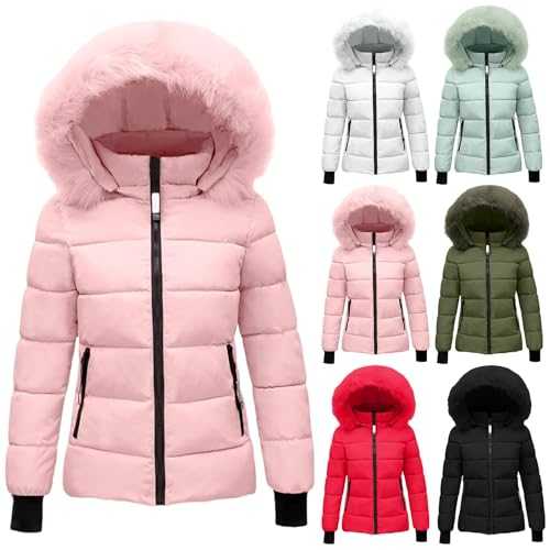 HOOUDO Quilted Jacket Womens Winter Jackets for Women UK Women's Warm Thicken Puffer Jackets Women Cotton Padded Coats Long Sleeve Full Zip Hoodie With Hood Outdoor Skiing Coats
