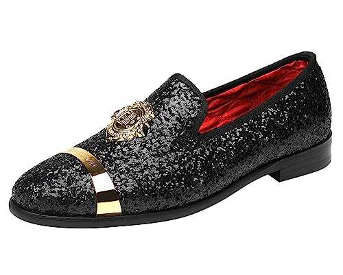 ELANROMAN Men's Glitter Loafers Oxford Dress Fashion Casual Wedding Party Prom Shoes